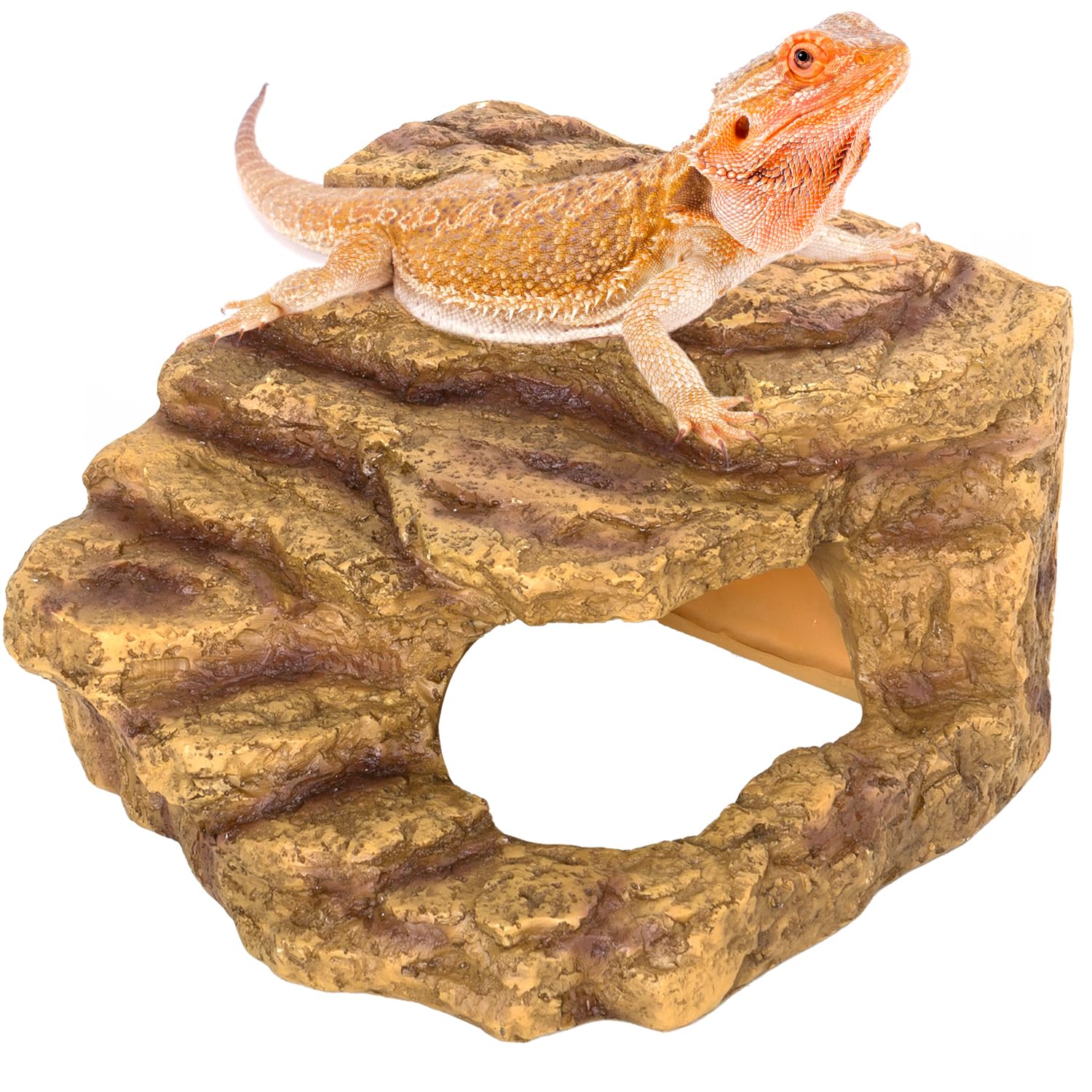 Resin Reptile Hideout Cave Reptile Habitat Tank Decor Terrarium Accessories for Bearded Dragon Leopard Gecko Lizards Turtle