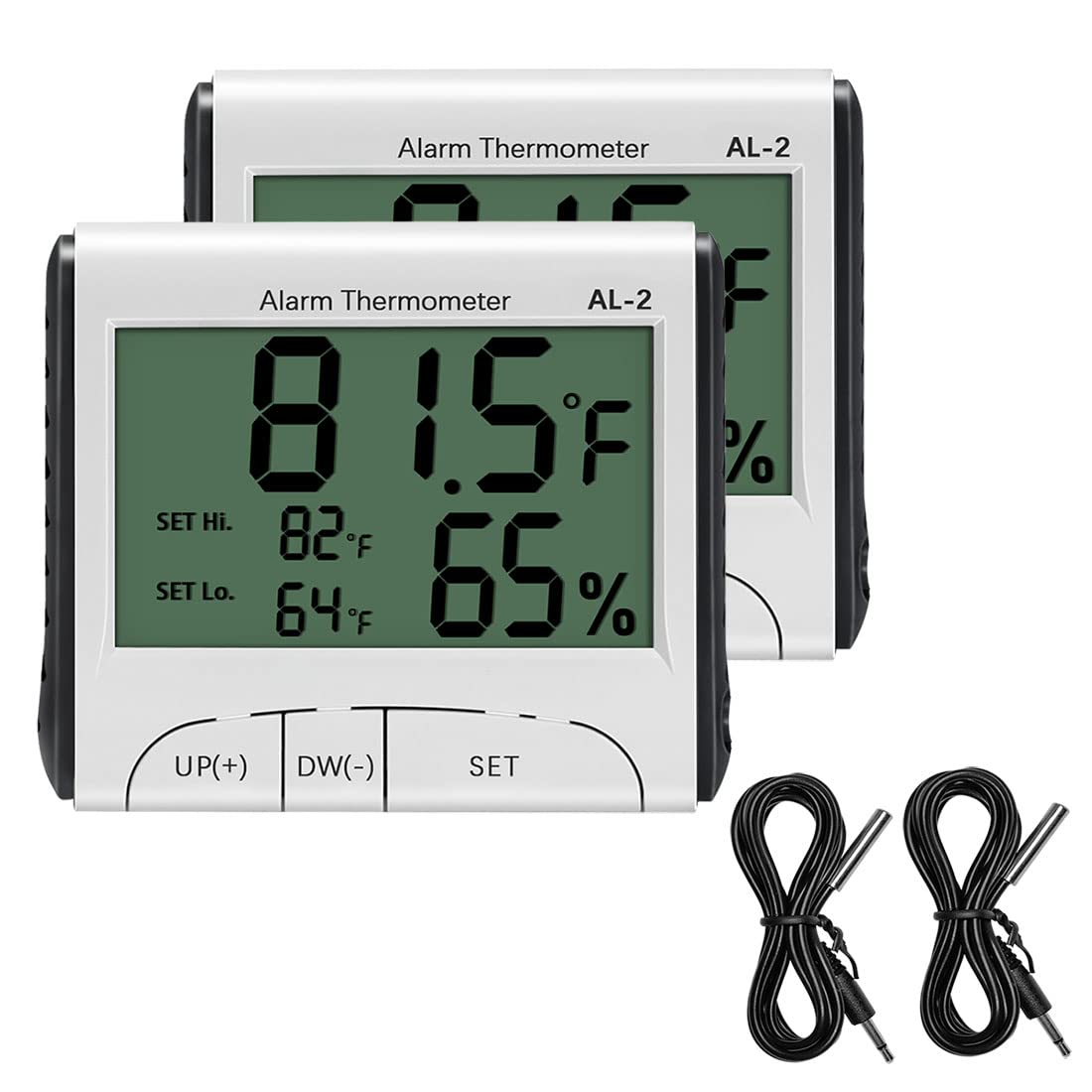Reptile Thermometer Hygrometer with High Low Temperature Alarm Digital Aquarium Thermometer with Hook and Loop Temperature Humidity Meter Gauge for Terrariums Vivariums Reptile Tanks (2)