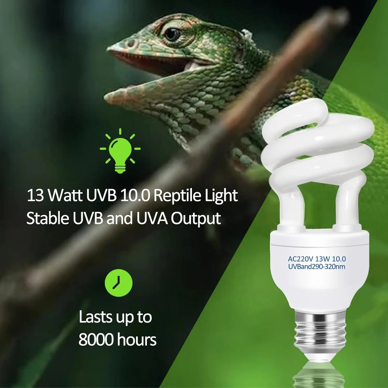 UVB 5.0 10.0 Reptile Heating Lamp 13W /26W UV Energy Saving Bulb