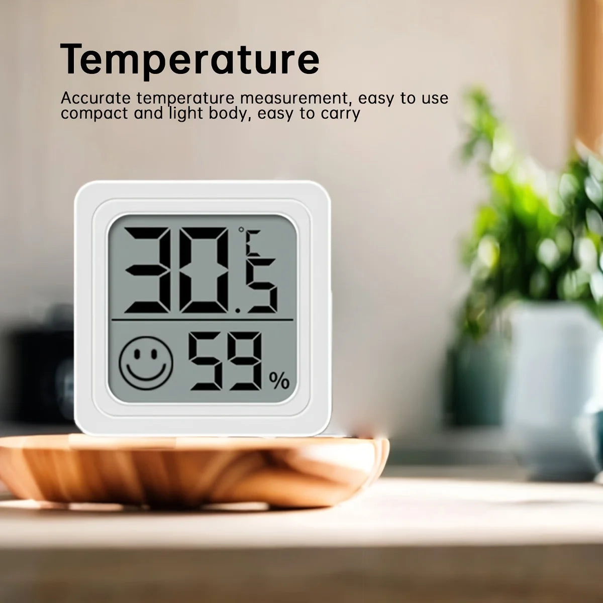 Digital Indoor Thermometer Hygrometer – Electronic Temperature and Humidity Meter for Home or Car Use, 1PC