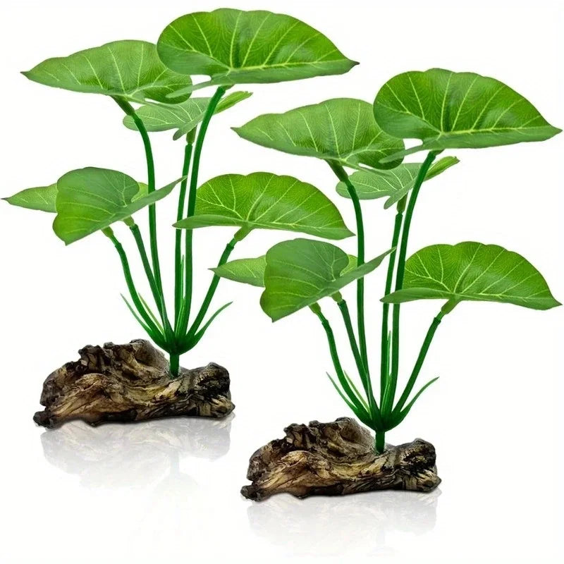1pc Artificial Aquarium Plants Realistic Floating Leaves Sturdy Stem, Reptile Terrariums Low-Maintenance Water Tank Decoration