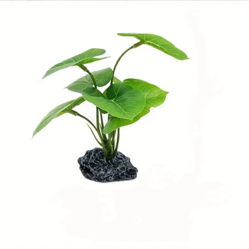1pc Artificial Aquarium Plants Realistic Floating Leaves Sturdy Stem, Reptile Terrariums Low-Maintenance Water Tank Decoration